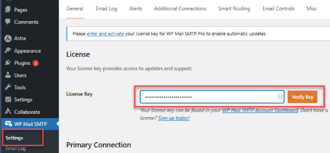 Klucz weryfikacyjny WP Mail SMTP