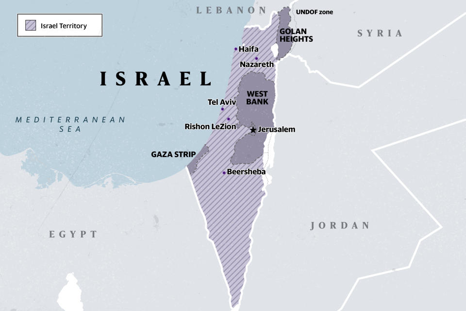 Mapa Izraela i terytoriów palestyńskich