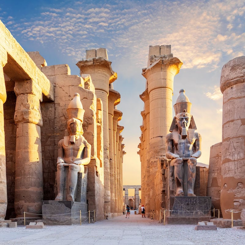 Karnak W Luksorze O Zachodzie Słońca, Egipt, Afryka Północna