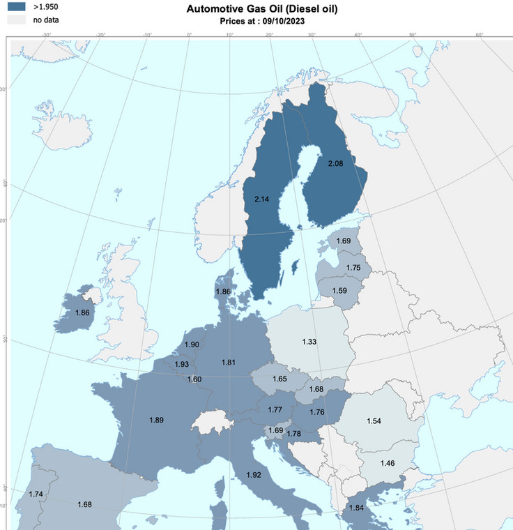 Cotygodniowy biuletyn paliwowy Komisji Europejskiej – ceny oleju napędowego na stacjach (stan na 9 października 2023 r.)