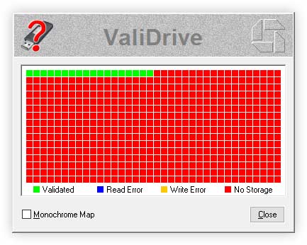 Wynik błędu ValiDrive