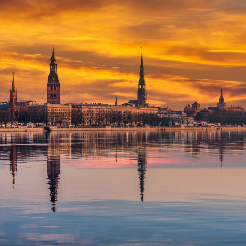 panoramę Rygi, Łotwa