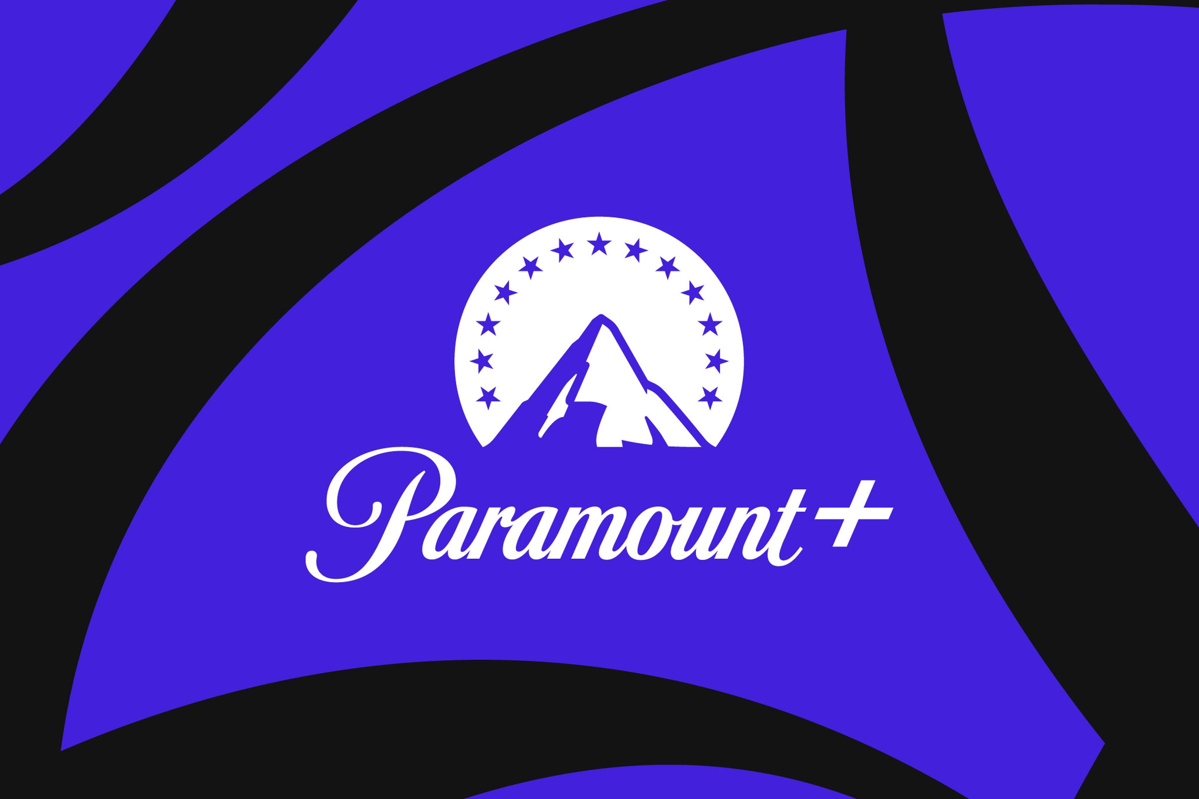 Logo Paramount Plus na niebiesko-czarnym tle