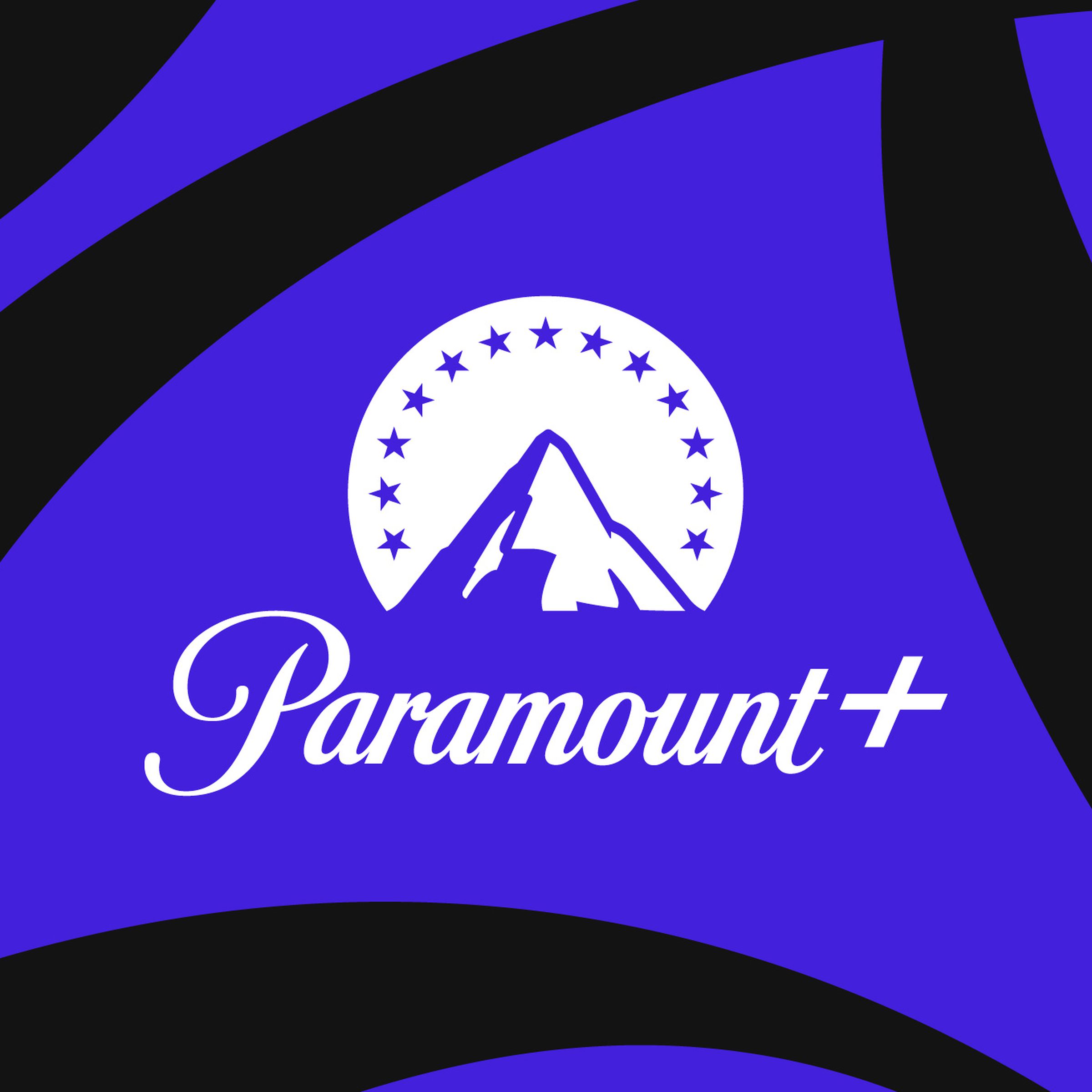 Logo Paramount Plus na niebiesko-czarnym tle