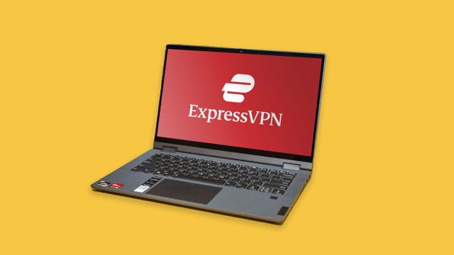 Logo Express VPN na ekranie laptopa