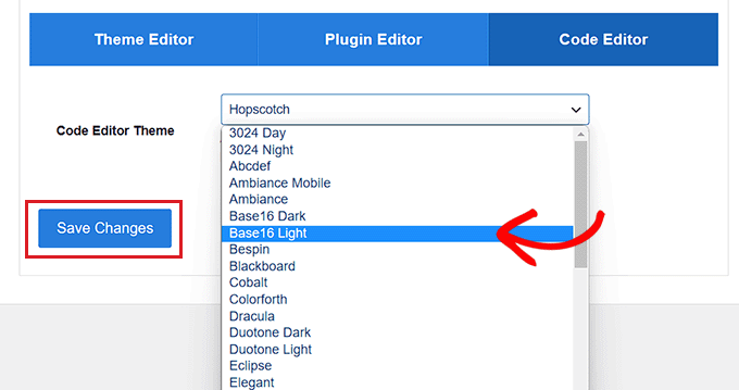 Wybierz motyw edytora kodu