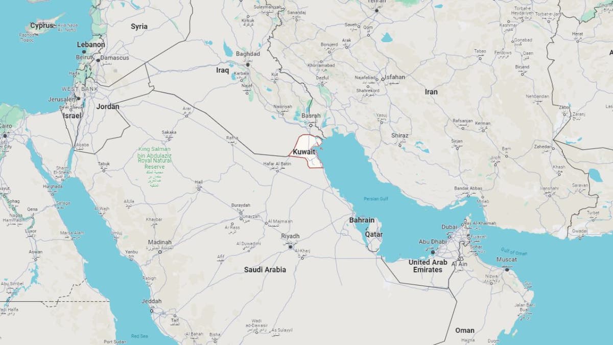 Kraj Kuwejt wskazany na Mapach Google