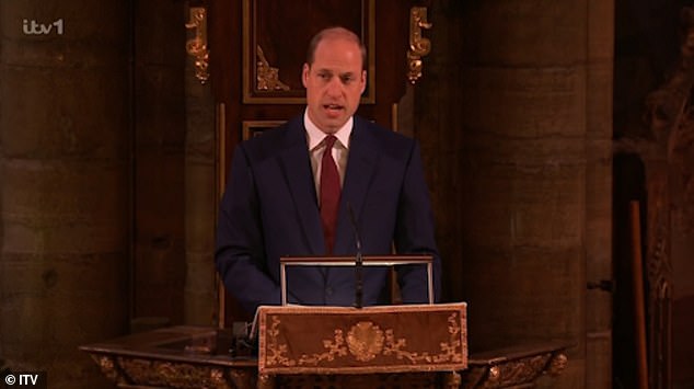 W nabożeństwie wziął także udział książę William, odczytując Ewangelię Łukasza
