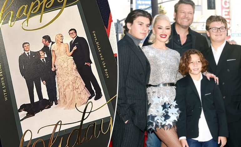Synowie Gwen Stefani prawie ją przewyższyli w rodzinnej kartce świątecznej z 2023 r. z Blakiem Sheltonem