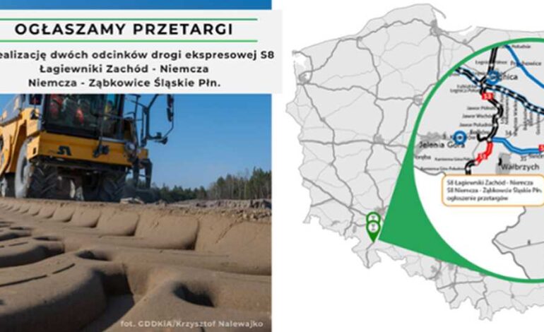 GDDKiA poszukuje wykonawców kolejnych dwóch odcinków S8 pomiędzy Łagiewnikami a Ząbkowicami