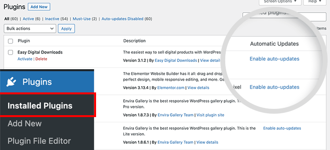 Włącz automatyczne aktualizacje wtyczek WordPress