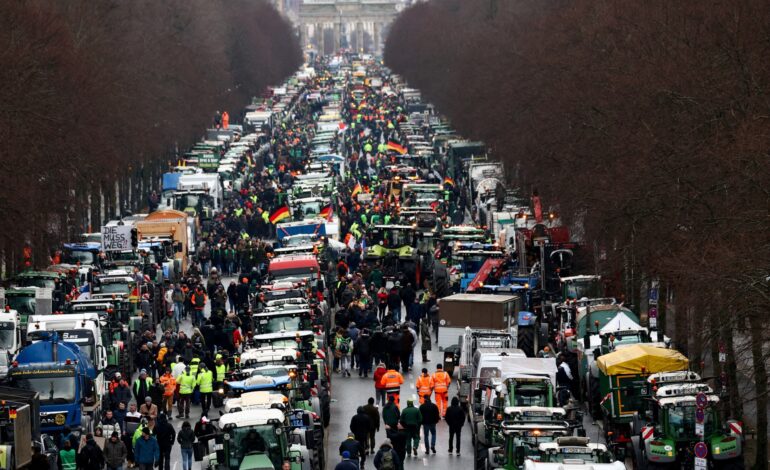Tysiące traktorów blokuje ruch w Berlinie w związku z planami zniesienia dopłat do oleju napędowego |  Wiadomości rolnicze