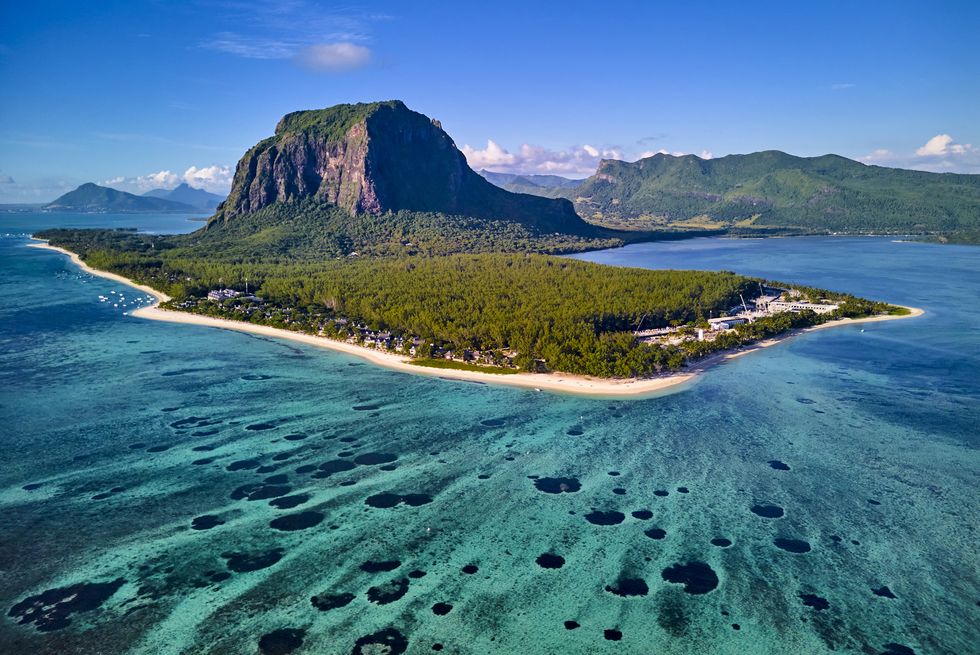 mauritius, dzielnica czarnej rzeki, półwysep morne brabant, światowe dziedzictwo unesco, widok z lotu ptaka