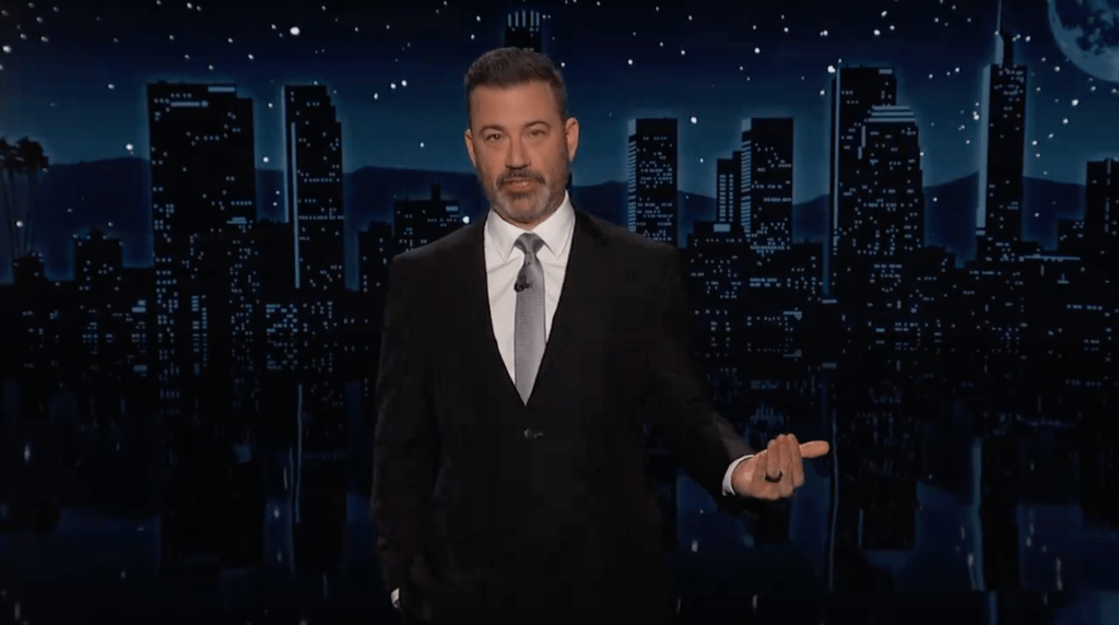 W poniedziałkowy wieczór Jimmy Kimmel wygłasza swój monolog otwierający.