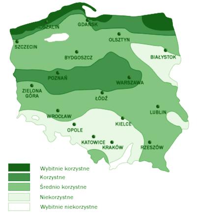 Przydomowa elektrownia wiatrowa - mapa warunków wiatrowych