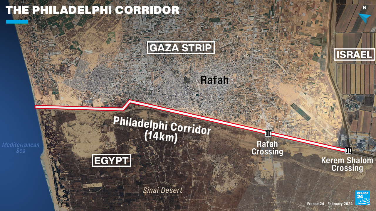Strefa buforowa w miejscu styku granic Izraela, Egiptu i Strefy Gazy.