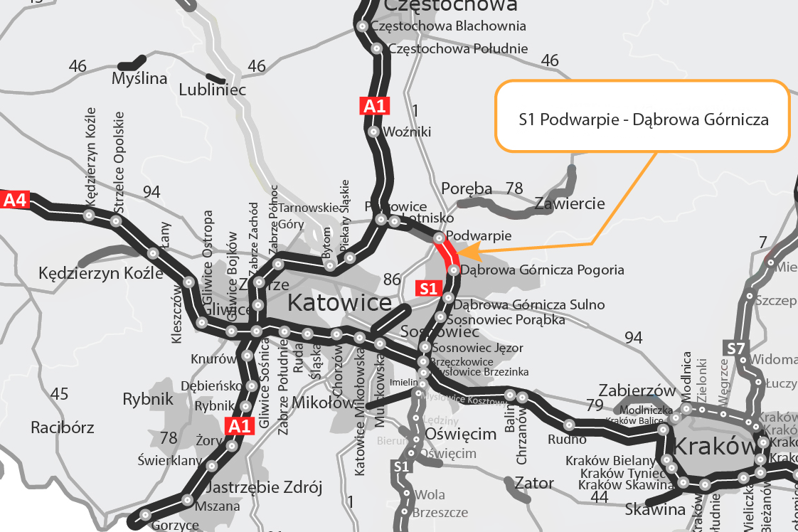 Między Podwarpiem i Dąbrową Górniczą do końca zmierza budowa S1 na odcinku 7 km (Fot. GDDKiA)