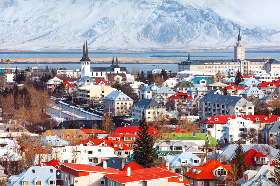 Widok z lotu ptaka na Reykjavik