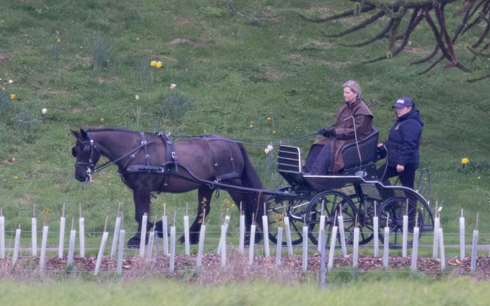 Powóz Sophie, księżnej Edynburga, w Wielki Piątek przed zamkiem Windsor