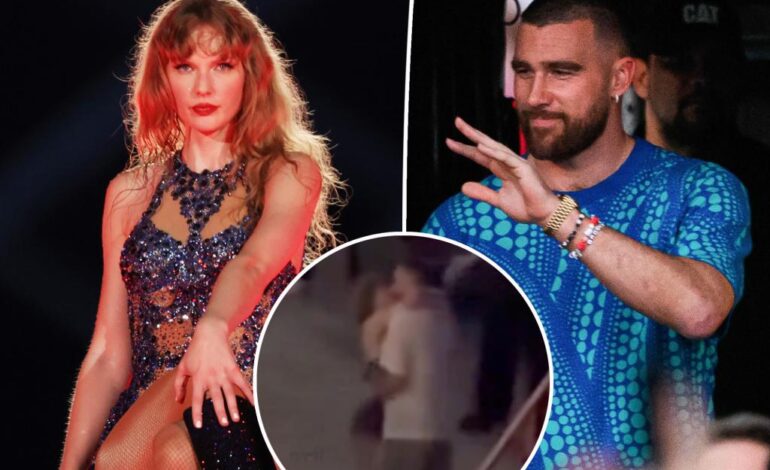 Taylor Swift wpada w ramiona Travisa Kelce’a, by go pocałować w Singapurze