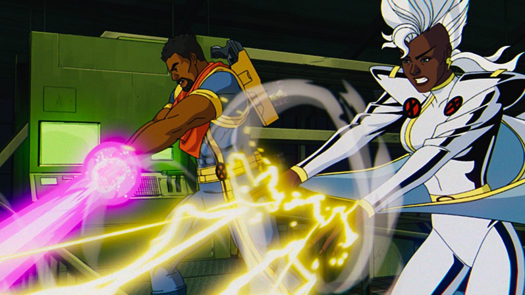 Bishop (głos Isaaca Robinsona-Smitha) i Storm (głos Alison Sealy-Smith) w X-MEN 97 Marvel Animation.
