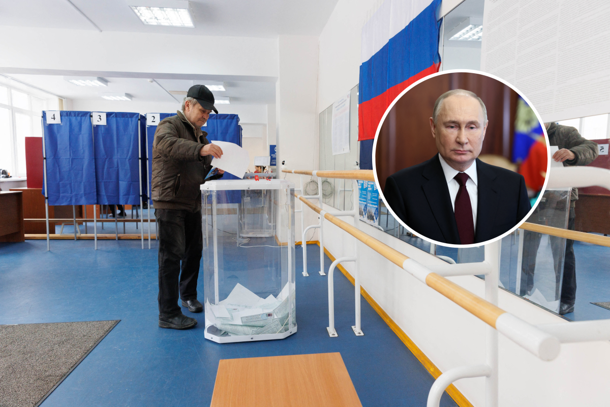 Głosujący Rosjanin i Władimir Putin
