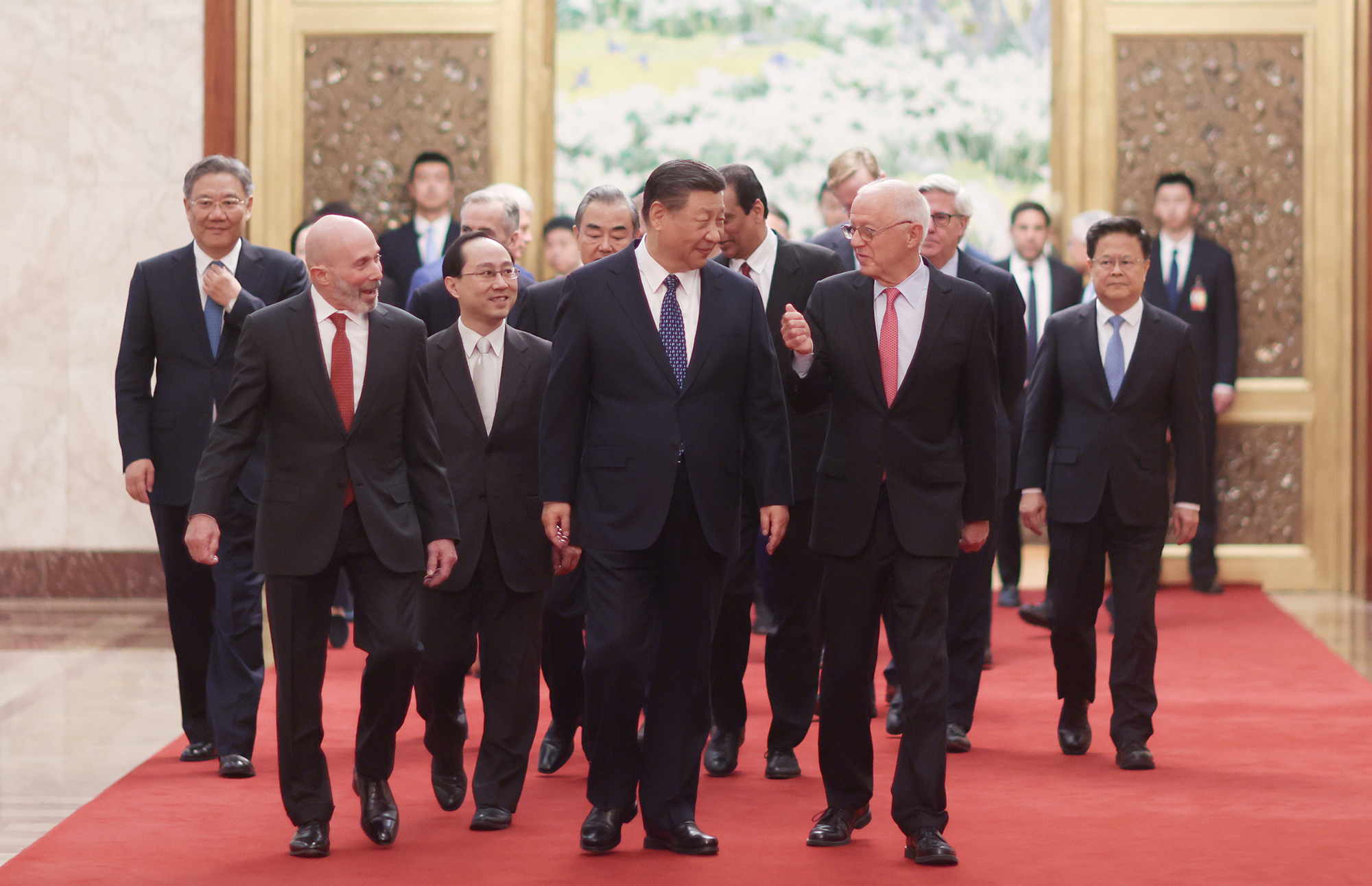Chiński prezydent Xi Jinping spotyka się z przedstawicielami amerykańskiego biznesu, środowisk strategicznych i akademickich w Wielkiej Sali Ludowej w Pekinie, 27 marca 2024 r. Zdjęcie: cnsphoto