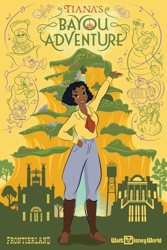 Plakat z atrakcją Bayou Adventure Magic Kingdom Tiana