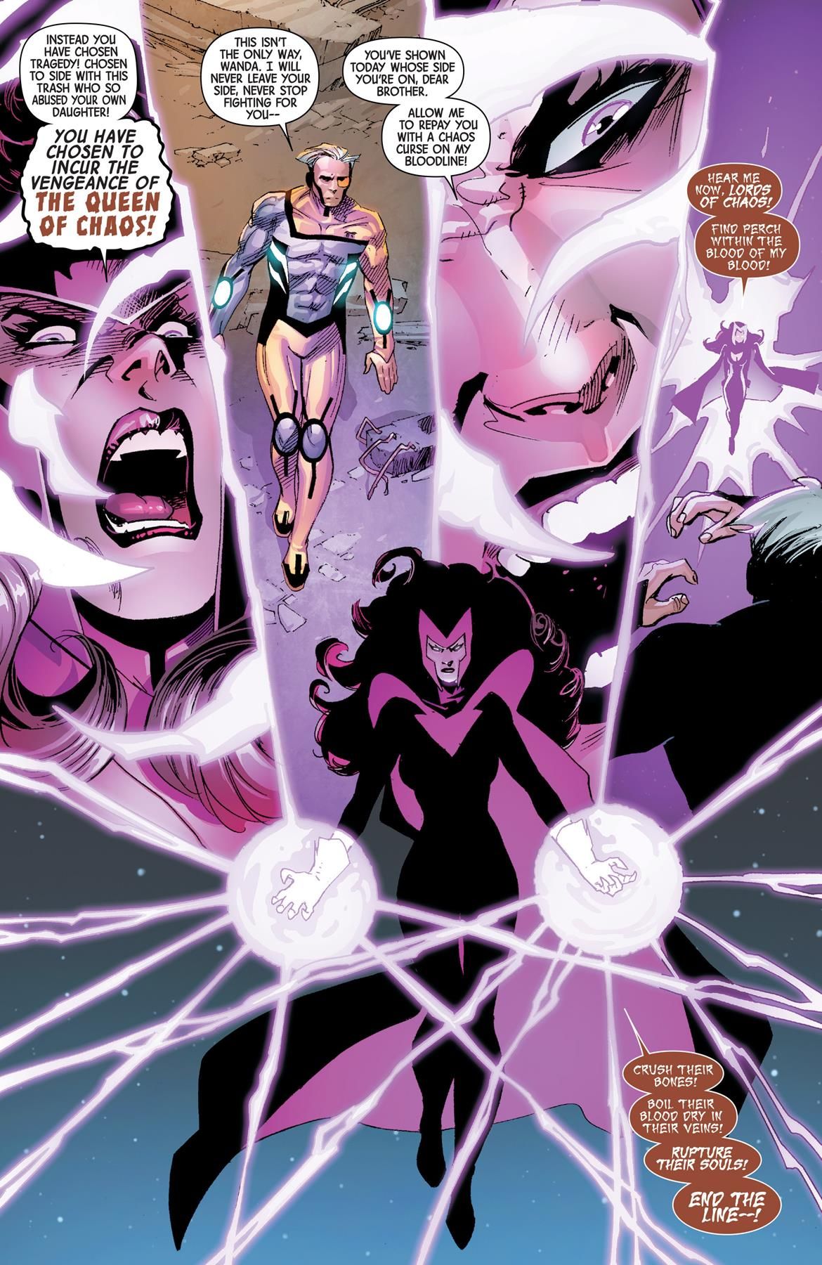 Scarlet Witch używa swoich mocy na Quicksilver i Magneto