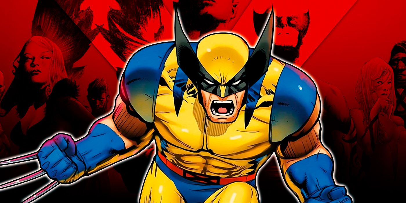 Wolverine krzyczący z wściekłości na czerwono-czarnym tle komiksu X-Men