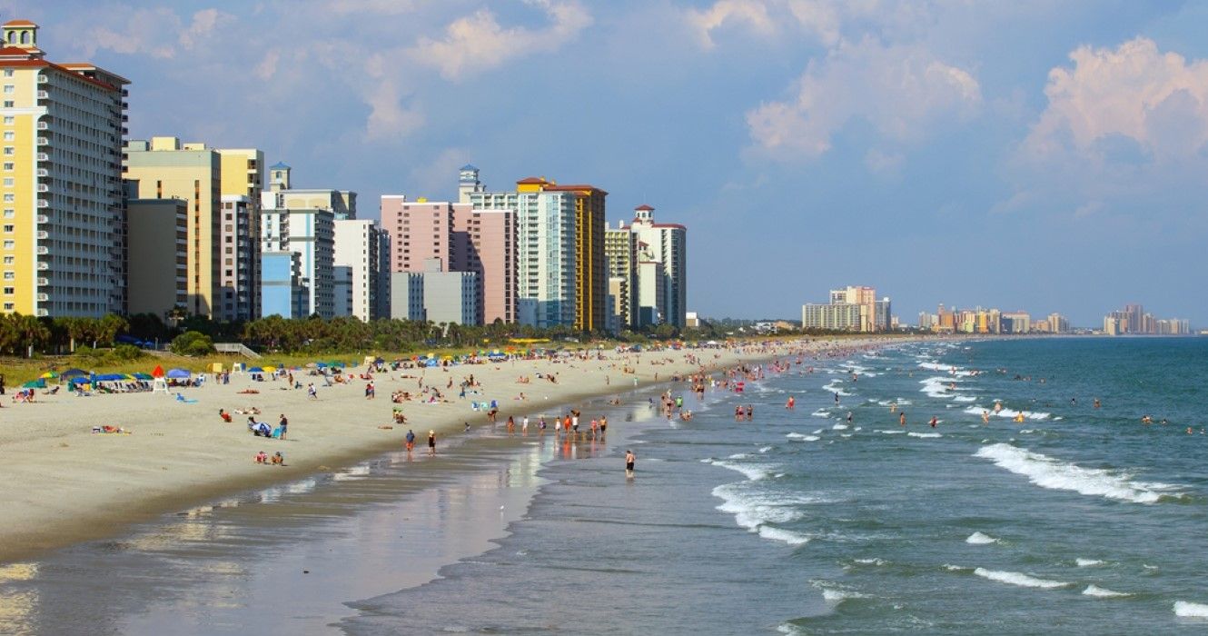 Widok na linię brzegową z Myrtle Beach w Południowej Karolinie