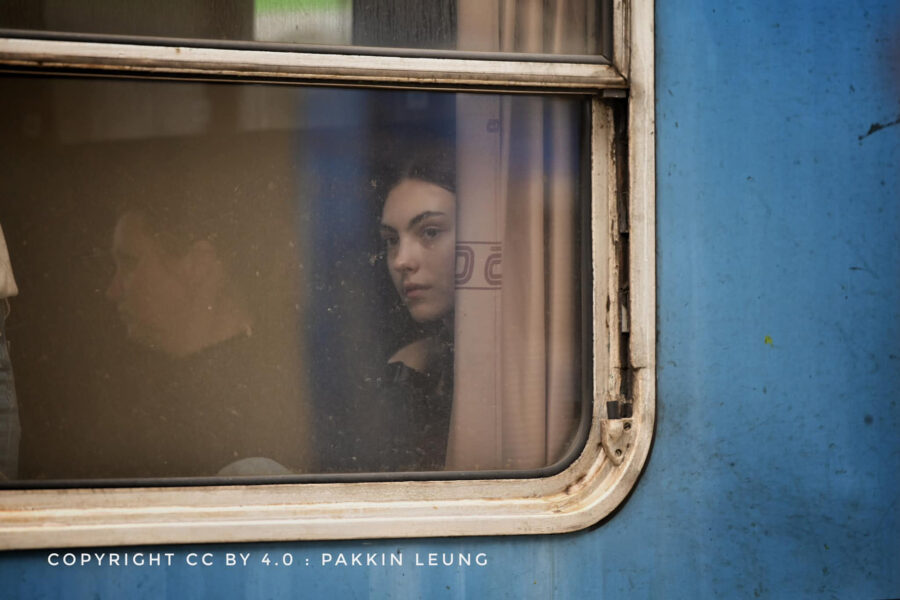 Ukraiński pociąg żeński na stacji Przemyśl Główny