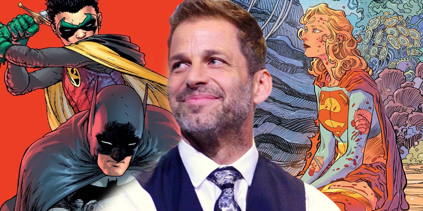 Podzielony obraz: Damian Wayne i Batman, Zack Snyder, Supergirl Woman of Tomorrow