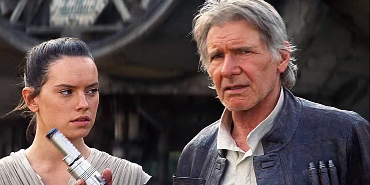 Daisy Ridley jako Rey (po lewej) i Harrison Ford jako Han Solo (po prawej)