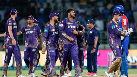 Gracze Kolkata Knight Riders świętują po zwycięstwie w meczu z Delhi Capitals w indyjskiej Premier League (IPL) 2024(ANI)