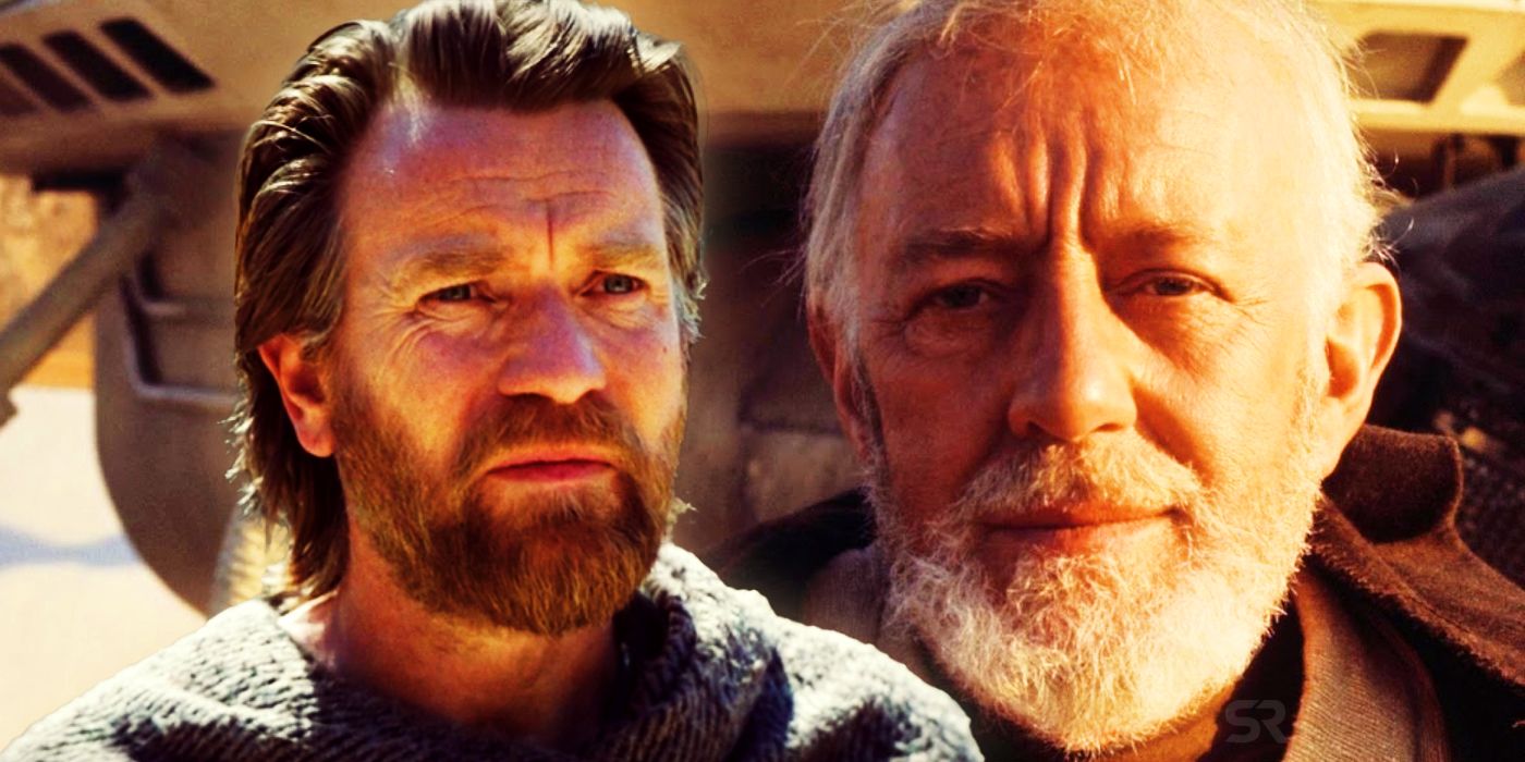 Ewan McGregor i Alec Guinness jako Obi-Wan Kenobi.