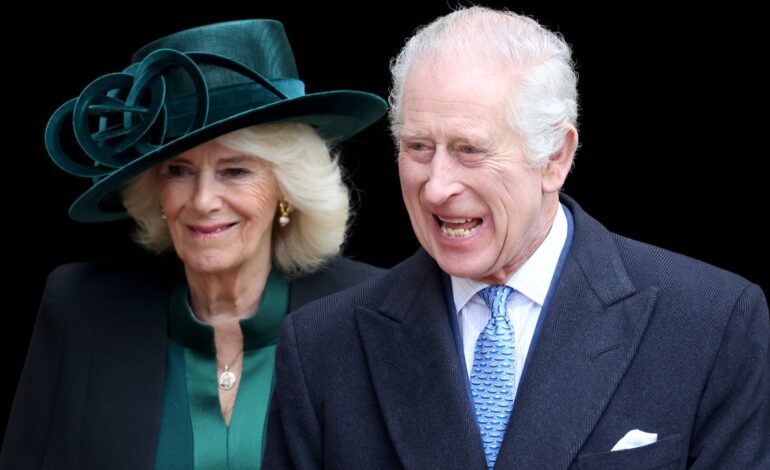 Król Karol III wychodzi z królową Camillą na nabożeństwo wielkanocne w związku z leczeniem raka
