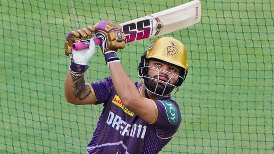 Bengaluru: Gracz Kolkata Knight Riders Rinku Singh podczas sesji treningowej w indyjskiej Premier League (IPL) 2024 (PTI)