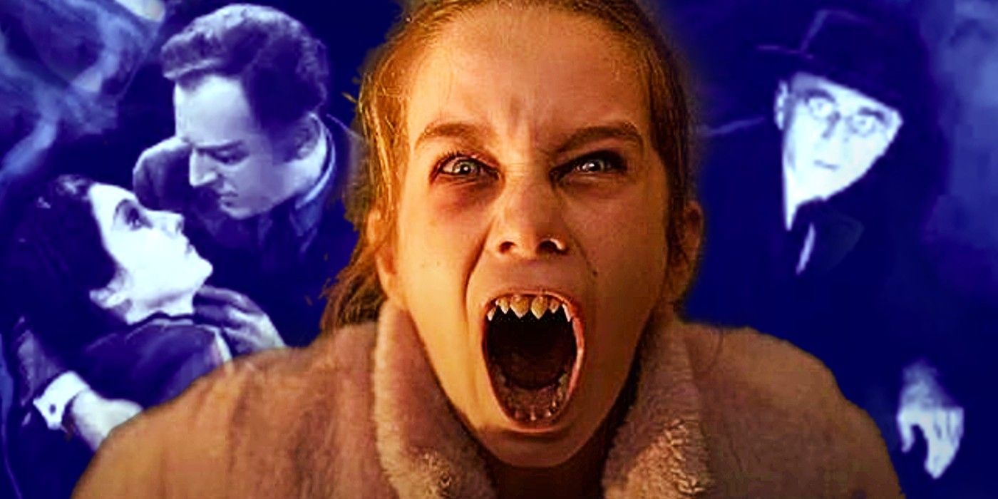 Abigail (Alisha Weir) staje się potworna na tle plakatu Córki Draculi.