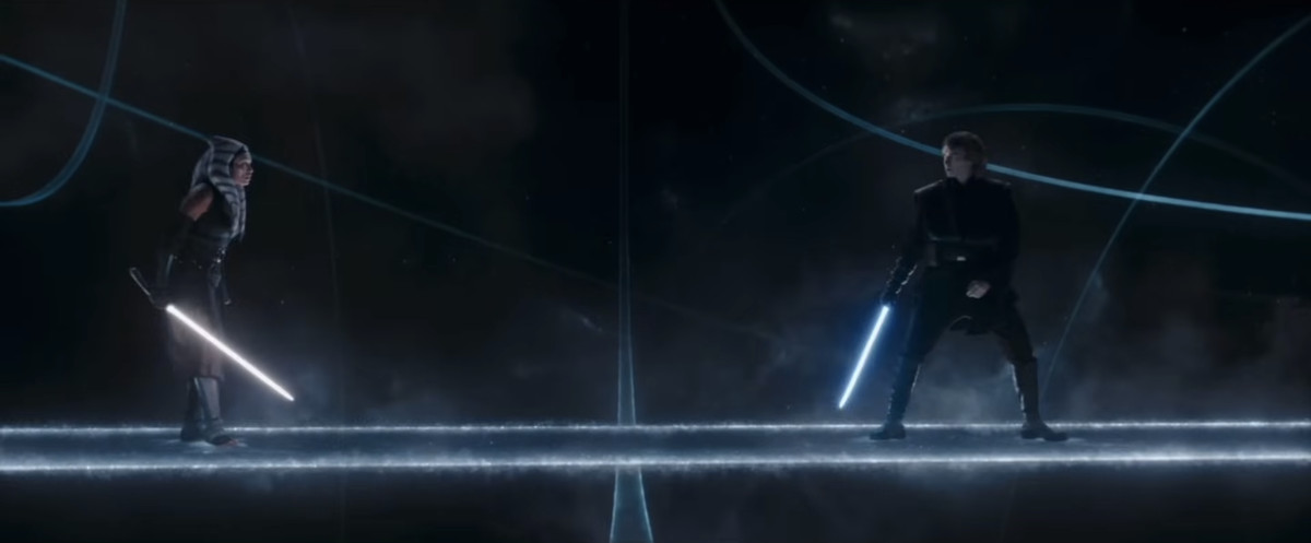Ahsoka i Anakin walczą w krainie marzeń Jedi w serii Ahsoka Disney Plus. 