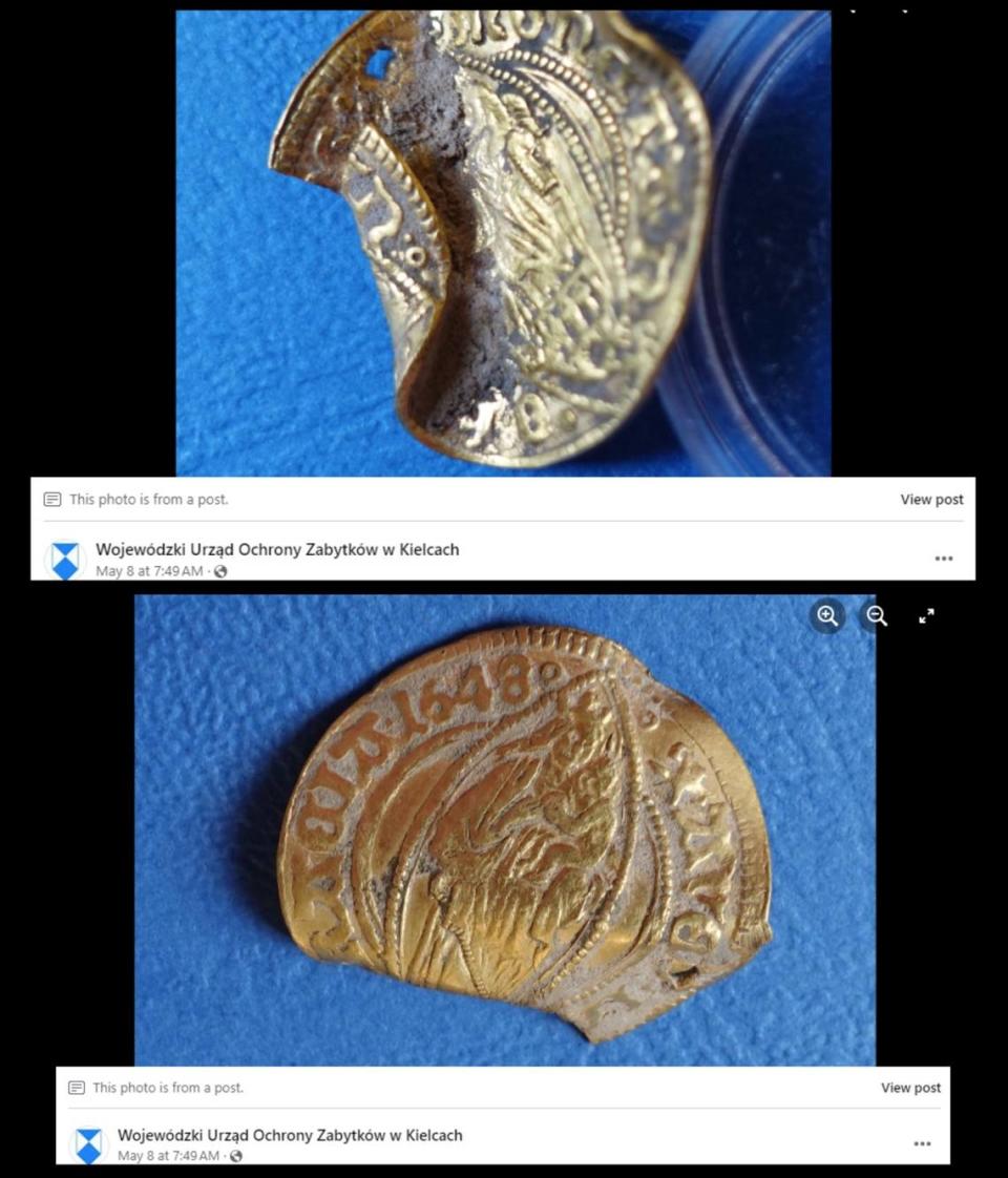 Jedna z monet, złota Madonna z Dzieciątkiem, ma dziurkę w pobliżu krawędzi, co oznacza, że ​​prawdopodobnie noszono ją jako medalion – twierdzą urzędnicy.