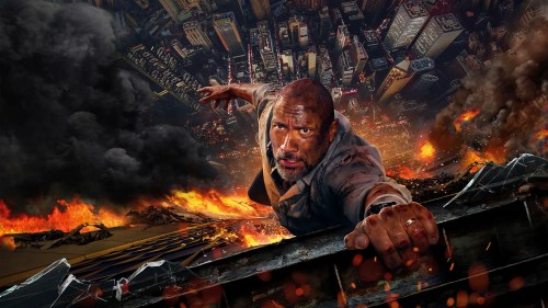 Dwayne Johnson na plakacie filmu Skyscraper.