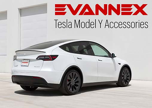 Akcesoria Tesla Model Y firmy EVANNEX (baner sponsorowany).