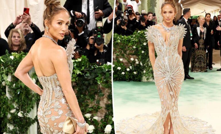 Jennifer Lopez błyszczy w przezroczystej sukni i ponad 100 karatach diamentów na czerwonym dywanie Met Gala 2024