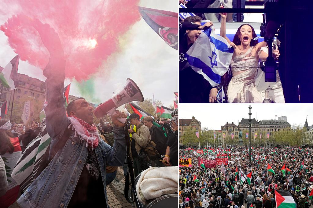 Propalestyńscy protestujący potępiają udział Izraela w Eurowizji