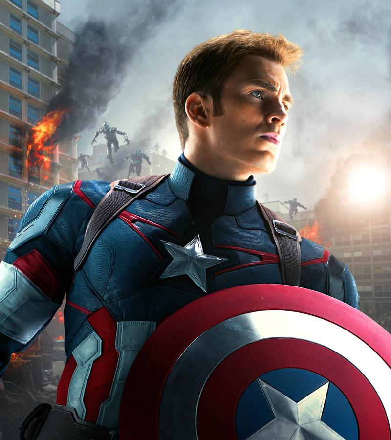 Chris Evans jako Kapitan Ameryka, plakat Avengers Age of Ultron