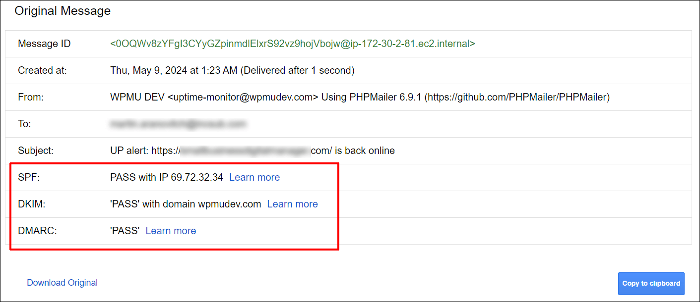 Prawidłowy adres e-mail WPMU DEV