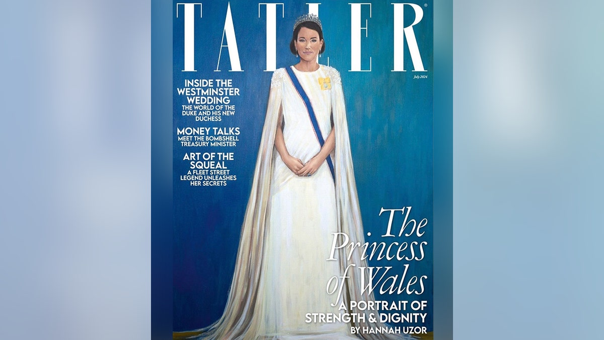 Obraz Kate Middleton w białej sukni na okładkę magazynu Tatler