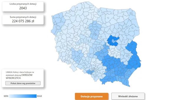 Ministerstwo Sprawiedliwości publikuje interaktywną mapę rzekomego nieprawidłowego wydatkowania środków za poprzedniego rządu