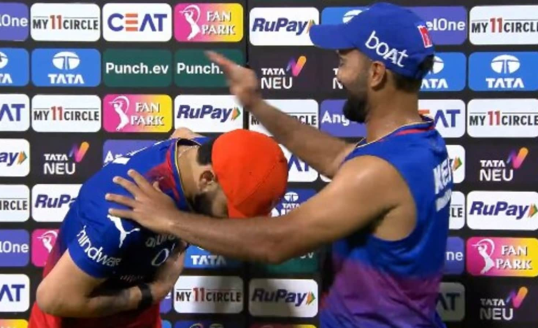 Genialny gest Virata Kohli dla Dinesha Karthika podczas prezentacji Orange Cap, gdy występ RCB WK zapewnia zwycięstwo nad GT